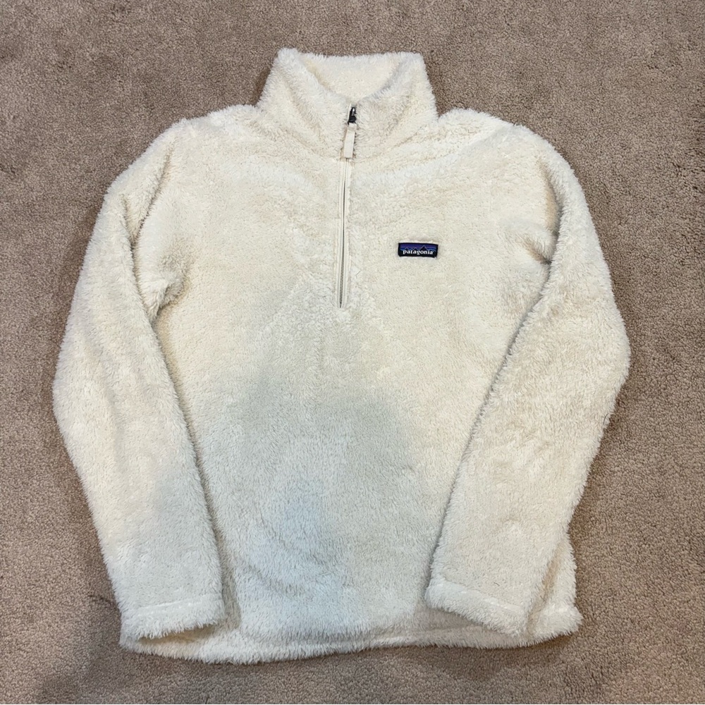 Patagonia Los Gatos Fleece Jacket Womens Large Cream 1/4 Zip Pullover